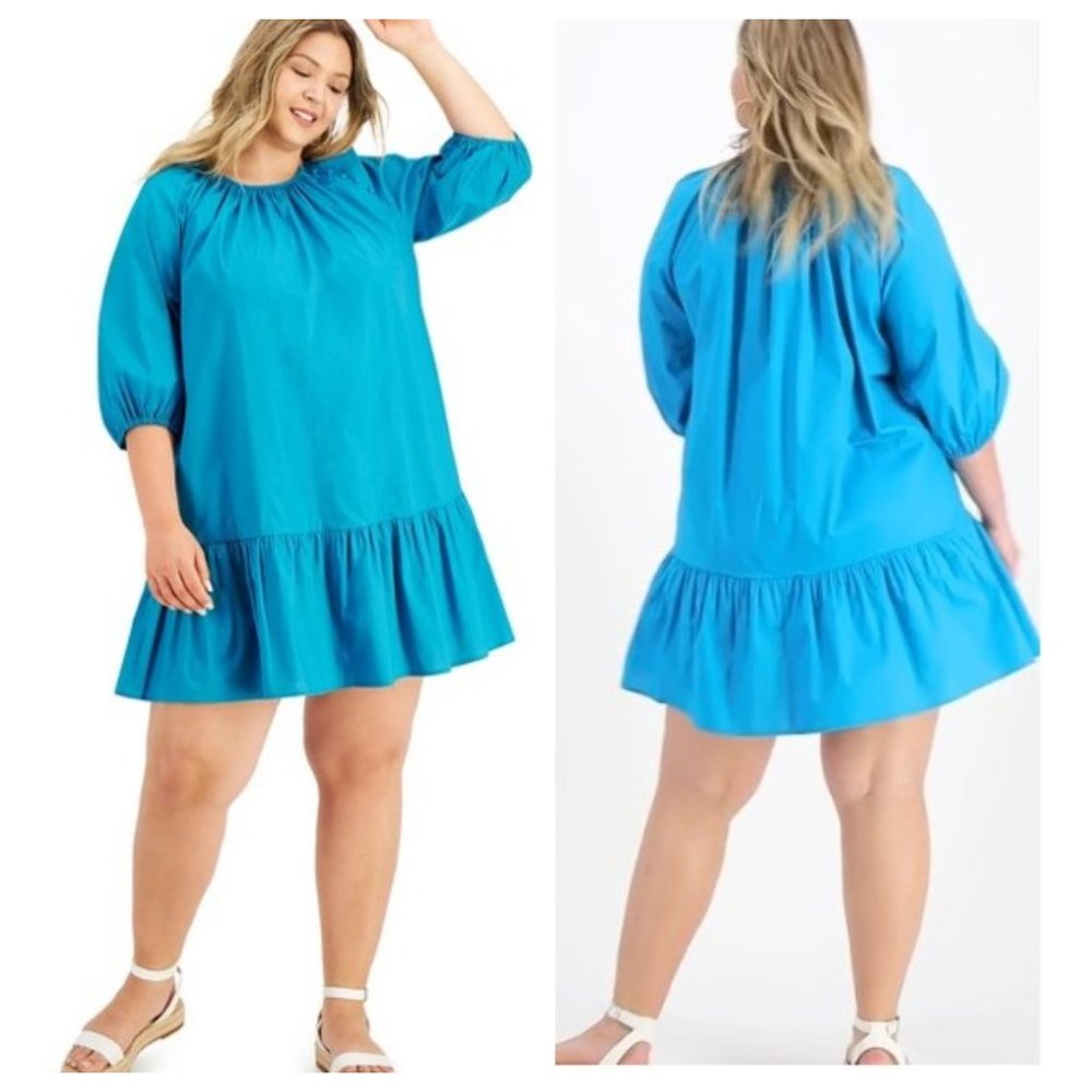 INC A-line shift Cotton Flounce Dress 2X